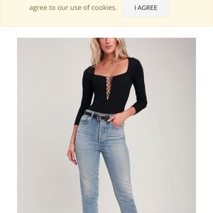 Honey punch STYLE MERIT LACE-UP BODYSUIT